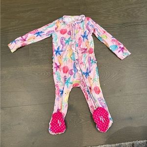 Posh Peanut Coral Ruffles Footie Pajamas, 12-18 months